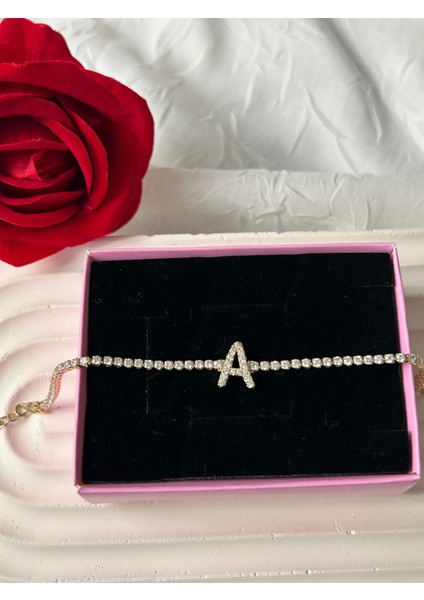 Zirkon Taşlı Harfli Su Yolu Xuping Bileklik Altın Renk Şık Kadın Bileklik Sevgiliye Hediye Kutulu modelleri