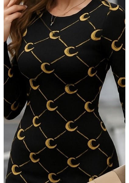 Eyesof Kadın Bisiklet Yaka Uzun Kol Triko Mini Boy Elbise fiyatları