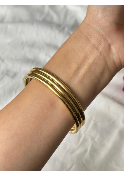 Altın Renk Bombe Ajda Bilezik Şık Kadın Bilezik 65 mm Sevgiliye Hediye Kutuluu indirimleri