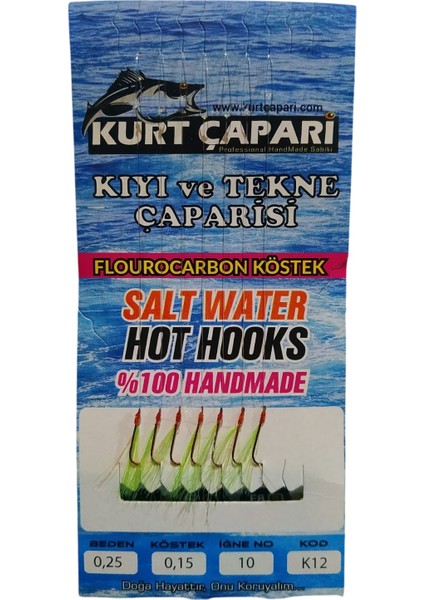 10 Numara 7 Kırmızı Iğneli Açık Yeşil Simli 0.25 Beden 0.15 Kısa Köstek