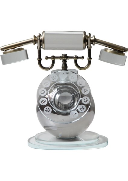 Cam Telefon Obje | Retro Vintage Tasarım | Kristal Cam Dekor | Ev, Ofis, Otel Dekorasyonu | Şık Masa Üstü Aksesuar GLR-FSB012