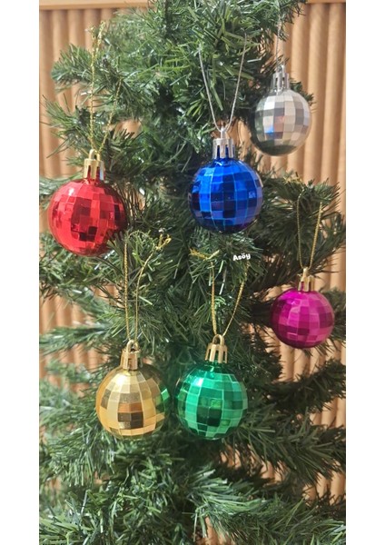 Yılbaşı Ağacı Süsü 4 cm Cici Karışık Renk Disko Top Küre Top Süs Parlak