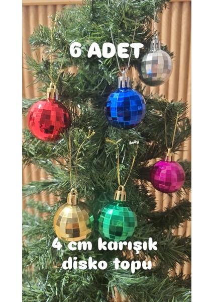 Yılbaşı Ağacı Süsü 4 cm Cici Karışık Renk Disko Top Küre Top Süs Parlak fiyatları