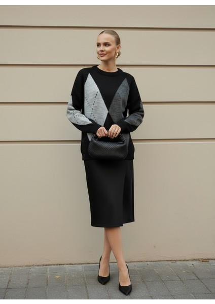 Kadın Baklava Desen Şık Bisiklet Yaka Bisiklet Yaka Kazak fırsatları