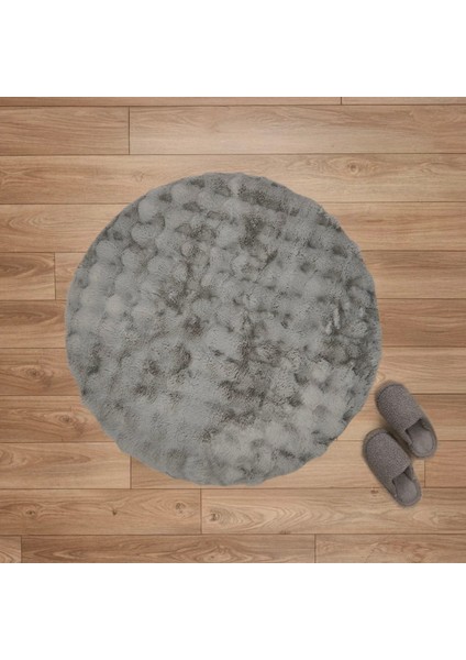 Soft Bubble Yuvarlak Halı - Gri - 100X100 cm