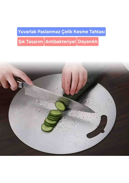 Paslanmaz Çelik Yuvarlak Kesme Tahtası, Hijyenik Yüzey, Şık Tasarım fiyatları
