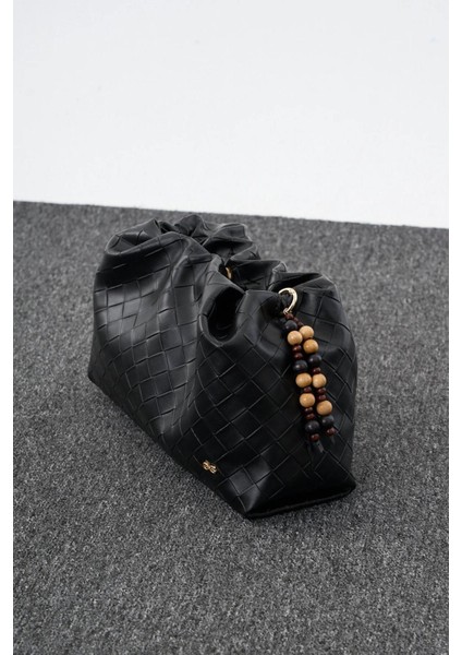 Kadın Büzgülü Çanta Siyah Örgülü fırsatları