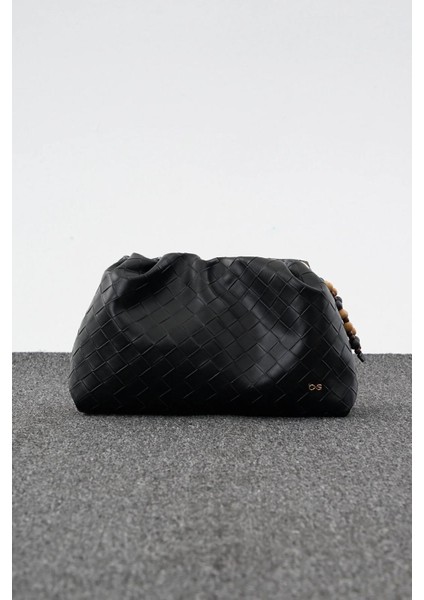 Kadın Büzgülü Çanta Siyah Örgülü indirimleri