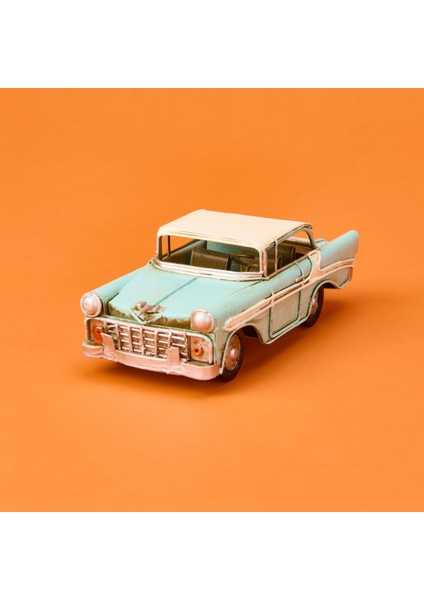 Home Dekoratif Metal Araba - Mavi - 17 cm