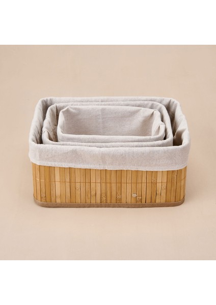 Living Bambu 3'lü Organizer Sepet - Bej fiyatları