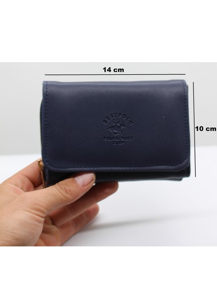 Lacivert Bozuk Para Gözlü Bol Kartlıklı Mini Kadın Cüzdanı 004