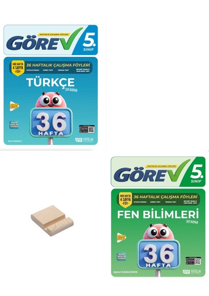 Nitelik 5. Sınıf Türkçe ve Fen Bilimleri 36 Haftalık Görev Föyleri + Telefon Standı