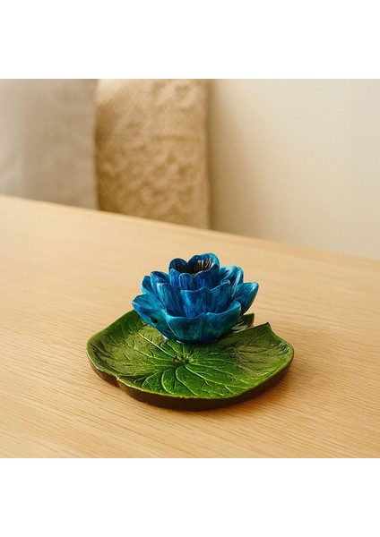 Deco Lotus Dekoratif Tabak - Mavi - 12 cm