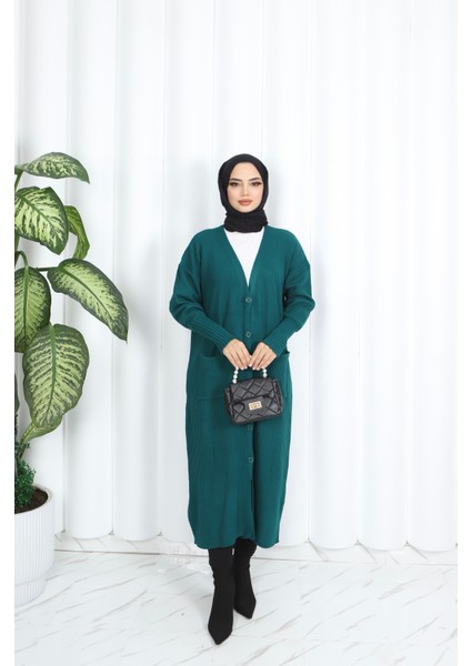 Cepli Uzun Triko Hırka