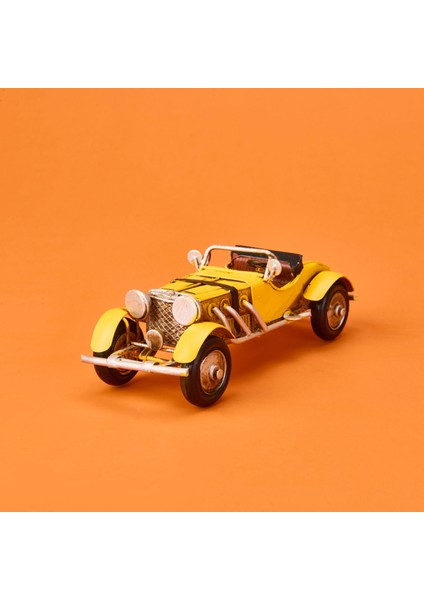 Home Dekoratif Metal Araba - Sarı - 16 cm