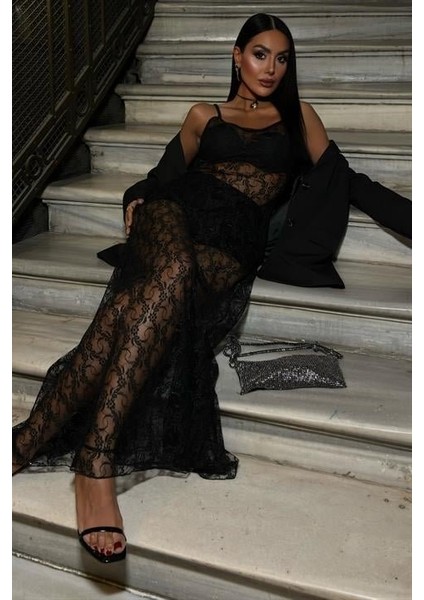 Full Dantel Askılı Elbise 2874