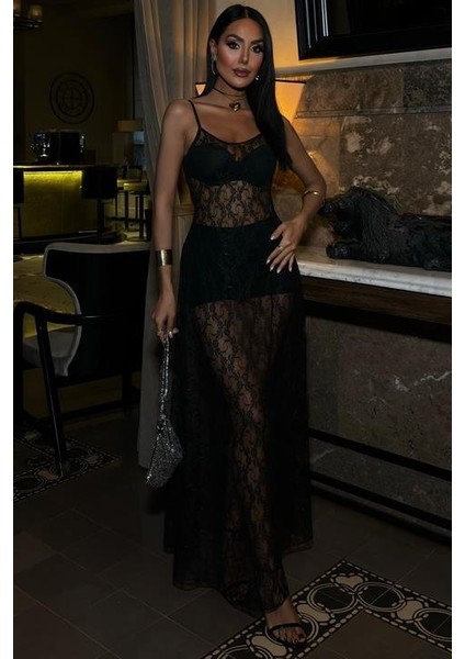 Full Dantel Askılı Elbise 2874