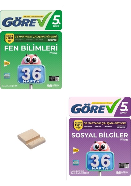 Nitelik 5. Sınıf Fen Bilimleri ve Sosyal Bilgiler 36 Haftalık Görev Föyleri + Telefon Standı