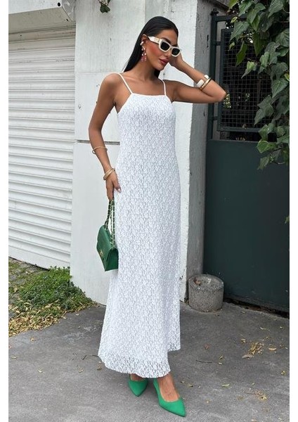 Askıları Ayarlanabilir Örme Dantel Elbise 2879