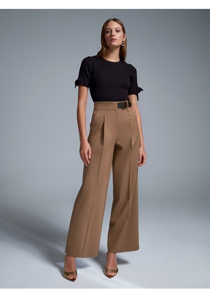 10828 Fitilli Kısa Kollu Kazak-Koyu Kahve indirimleri