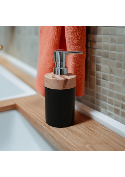 Bambu Görünümlü Siyah Sıvı Sabunluk