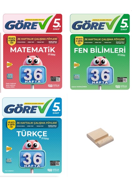 Nitelik 5. Sınıf Matematik Fen ve Türkçe 36 Haftalık Ders Föyleri 3lü Set + Telefon Standı