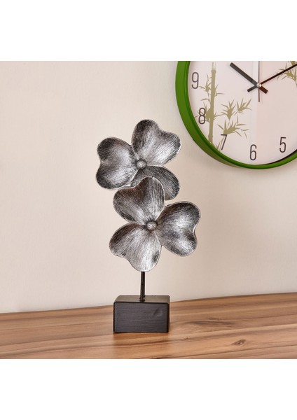 Deco Yonca Dekor - Gümüş / Siyah - 30 cm