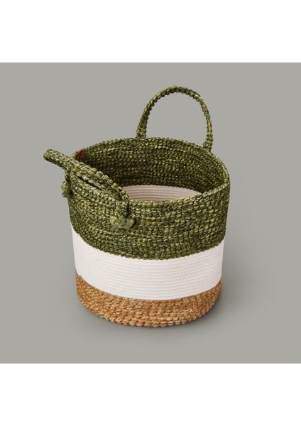 Living Green Culture Dekoratif Sepet - Krem / Yeşil - 27X28 cm modelleri