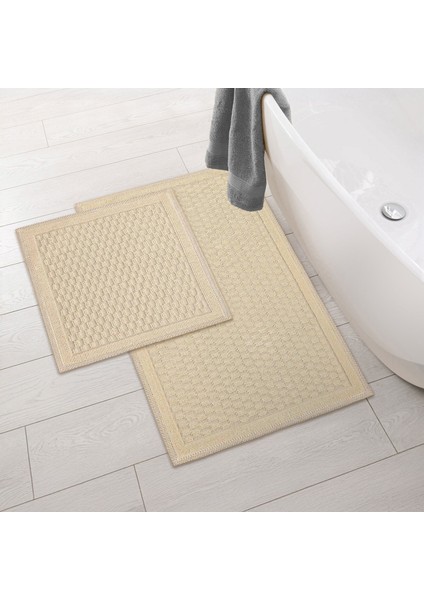 Soft Melinda Natürel 2'li Banyo Paspası - Bej - 60X100 cm + 50X60 cm fiyatları