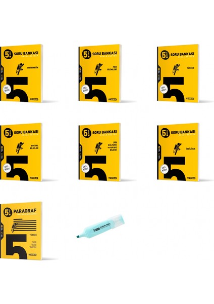 5.sınıf Tüm Dersler Soru Bankası Seti 7 Kitap (Yeni Müfredat)