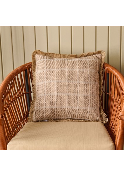 Soft Palm Breeze Jüt Görünümlü Kırlent - Kahverengi - 45X45 cm