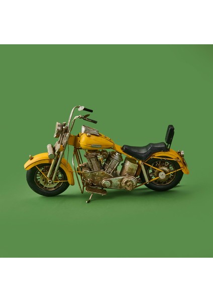 Home Dekoratif Metal Motosiklet - Sarı - 41X22 cm
