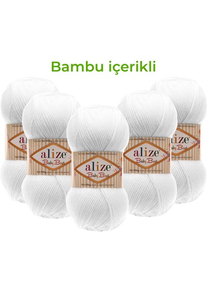 Baby Best Bebek Örgü Iplği/bambu Içerikli Bebe Iplik/el Örgü Ipi/55 Beyaz
