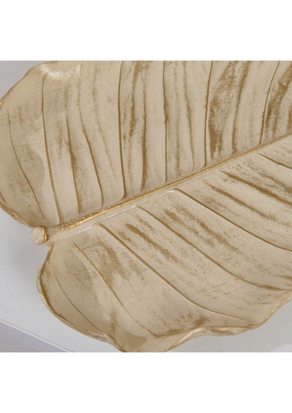 Deco Leaf Dekoratif Tabak - Beyaz / Gold - 24X16 cm modelleri