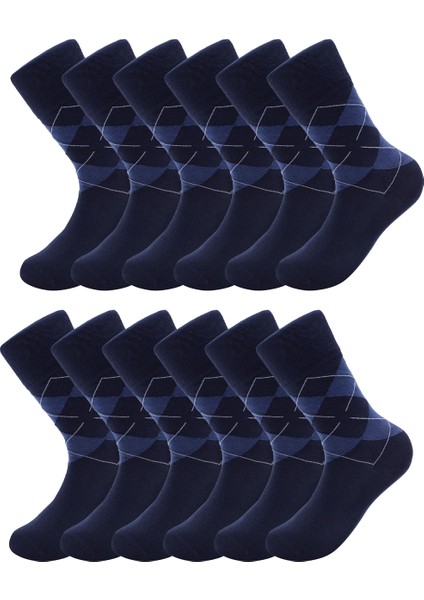 12’li Erkek Pamuklu Ekose Uzun Çorap – Ter ve Koku Önleyici