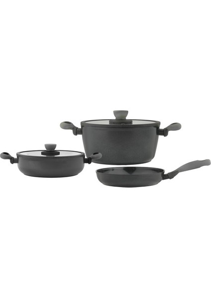 Colorgy Diamond Pro Gri 5 Parça Tencere ve Tava Seti