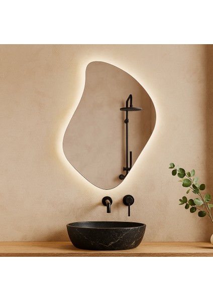 Aura LED Ayna – Organik Asimetrik Formlu Modern Duvar Aynası modelleri