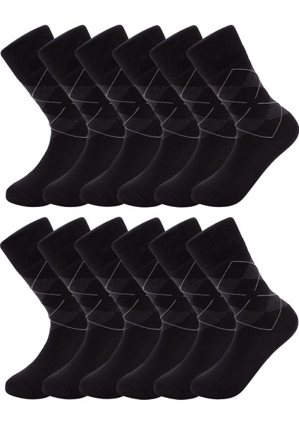 12’li Erkek Pamuklu Ekose Uzun Çorap – Ter ve Koku Önleyici