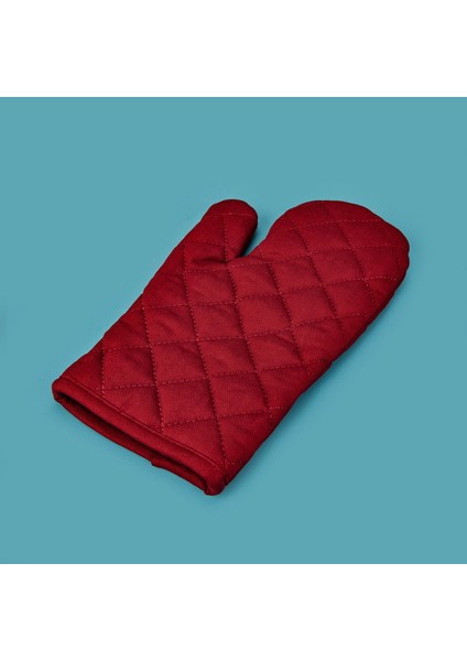 Gabardin Fırın Eldiveni - Kırmızı - 17X30 cm