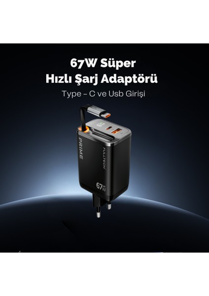 67W Gan Hızlı Şarj Adaptörü, Şarj Cihazı, 1x Type-C Girişi, 1x USB Girişi, Dijital Gösterge, Güçlü Performans, Şarj Başlığı, Aşırı Gerilim, Kısa Devre, Isınma ve Akım Koruması fiyatları
