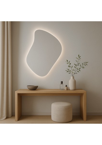 Aura LED Ayna – Organik Asimetrik Formlu Modern Duvar Aynası fırsatları