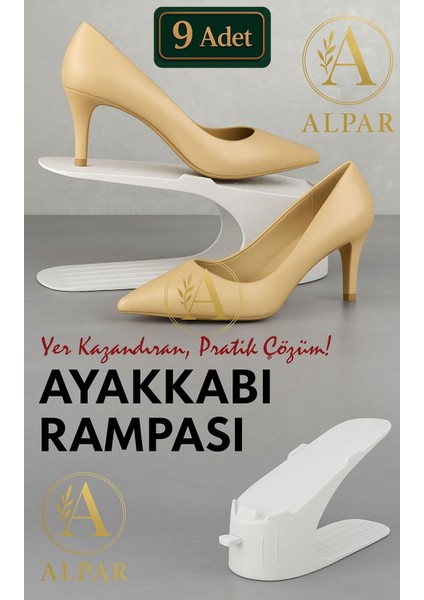 9 Adet Beyaz Ayakkabı Rampası Yer Tasarrufu Kokusuz Modern Ayakkabı Organizeri Ayakkabı Standı