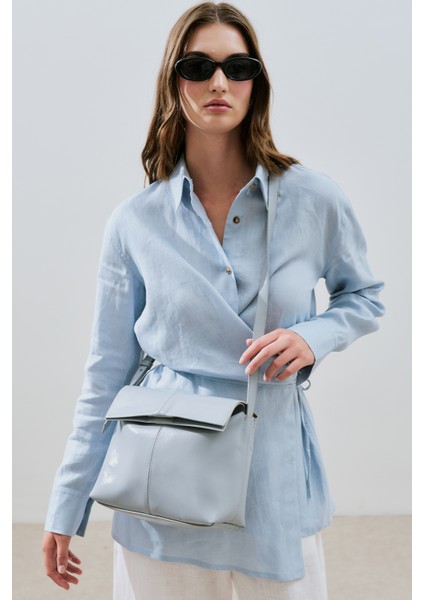 Kapaklı Deri Çanta Mavi fiyatları