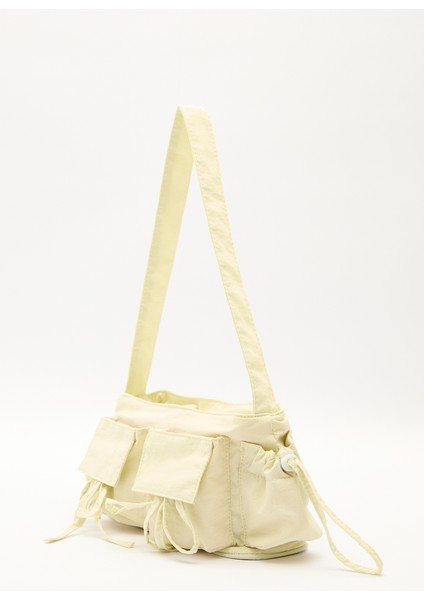 Cep Detaylı Bağcıklı Çanta Sarı