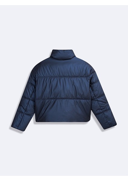 Kısa Şişme Önü Fermuarlı Lacivert Mont modelleri