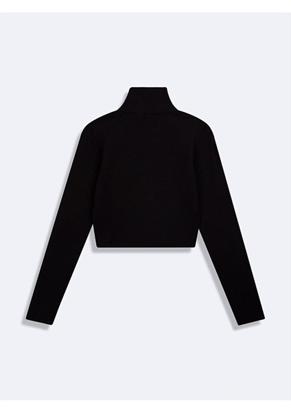 Uzun Kollu Önü Fermuarlı Basıc Siyah Hırka modelleri