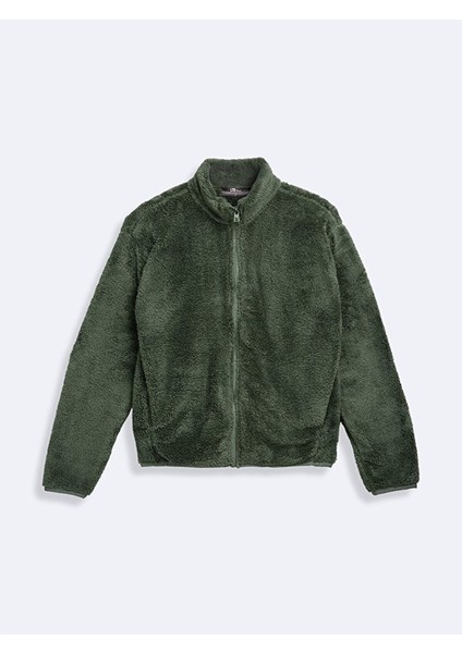 Fermuarlı Polar Yeşil Hırka