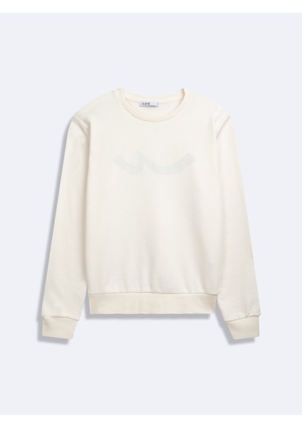 Sıgn Baskılı Bisiklet Yaka Uzun Kollu Bej Sweatshırt fiyatları