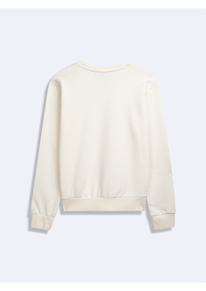 Sıgn Baskılı Bisiklet Yaka Uzun Kollu Bej Sweatshırt modelleri