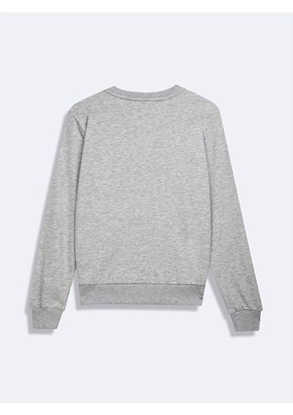 Uzun Kollu Bisiklet Yaka Sıgn Baskılı Gri Sweatshırt modelleri